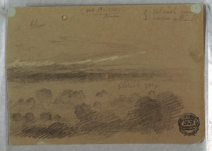 Teckning, Molnig himmel och måne, 13 oktober 1870 av Frederic Edwin Church