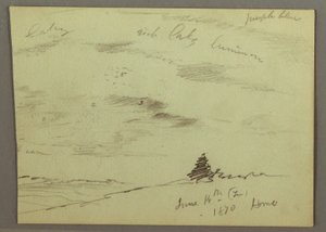 Teckning, Molnig himmel, bergssluttning, 1870 av Frederic Edwin Church
