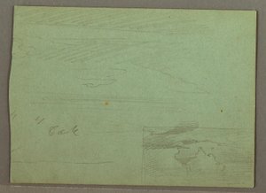 Teckning, Molnig himmel över ås, augusti 1871 av Frederic Edwin Church