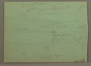 Teckning, Molnig himmel över ås, augusti 1871 av Frederic Edwin Church