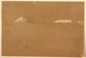Teckning, Cotapaxi, morgon, från soltemplet, Quito, Ecuador, 24 juni 1857 av Frederic Edwin Church