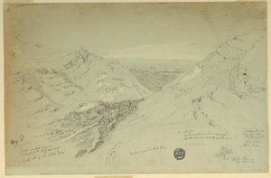 Teckning, Fjärran vy över Damaskus, Syrien, 2 maj 1868 av Frederic Edwin Church