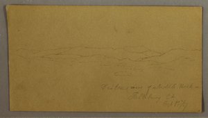 Teckning, Fjärran vy av Saddleback Mountain, Maine, 1 oktober 1867 av Frederic Edwin Church