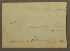 Teckning, Fjärran vy över Peterskyrkan och Vatikanen, Rom, Italien, januari 1869 av Frederic Edwin Church