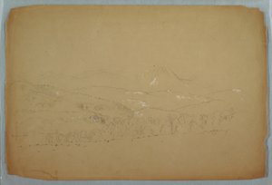 Teckning, Fjärran vy av Katahdin från väster, ca 1856 av Frederic Edwin Church