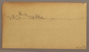 Teckning, Dubbel regnbåge över fallen, Niagarafloden, möjligen 1858 av Frederic Edwin Church