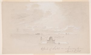 Teckning, Ljusets inverkan på Jerusalem, 2 april 1868 av Frederic Edwin Church