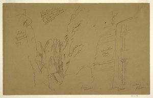Ritning, El Khasnesh, Petra Jordanien, 26 februari 1868 av Frederic Edwin Church