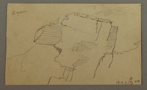 Teckning, El Yemen-dalen, Arabien:  Klippvägg, 20 februari 1868 av Frederic Edwin Church