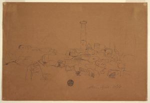 Teckning, Nedfallen pelare, Zeustemplet i Aten, 24 april 1869 av Frederic Edwin Church