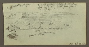 Teckning, Figur ridande på kamel, Figur alkande, Hilside, och Hilltop, möjligen 1868 av Frederic Edwin Church