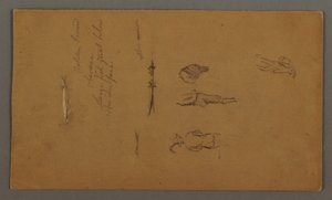 Teckning, Figurstudier, Figur i båt, Fisk, möjligen 1868 av Frederic Edwin Church