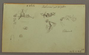 Teckning, Figurstudier, Packåsnor, Segelbåt, möjligen 1868 av Frederic Edwin Church