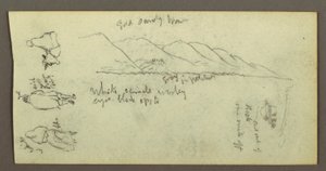 Teckning, Figurstudie, bergskedja, möjligen 1868 av Frederic Edwin Church