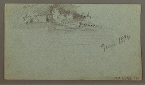 Teckning, Flytande isberg, möjligen juni 1874 av Frederic Edwin Church