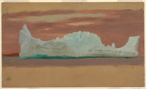 Teckning, Flytande isberg under molnig himmel, Newfoundland, juli 1859 av Frederic Edwin Church