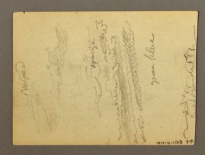 Teckning, Fragment av en kolonnad, fontän, möjligen 1868-69 av Frederic Edwin Church