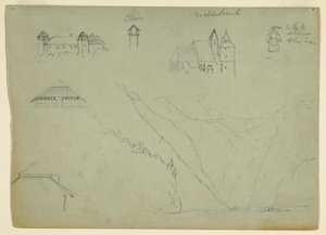 Teckning, Från Salzkammergut, Österrike och Konigssee, nära Berchtesgaden, Bayern, juli 1868 av Frederic Edwin Church