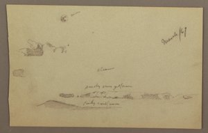 Teckning, fullmåne, moln, 1860-tal av Frederic Edwin Church