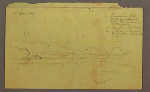 Teckning, Goat Island och Canadian Falls, möjligen 1856 av Frederic Edwin Church