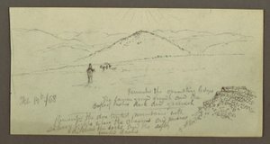 Teckning, Stenhög, Slätt och berg, Sun, 19 februari 1868 av Frederic Edwin Church