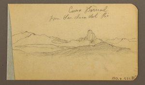 Teckning, bergskedjor, San Bernal Peak, 1889 av Frederic Edwin Church