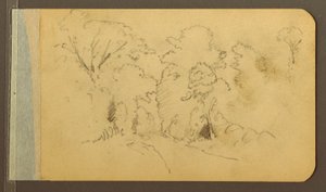 Teckning, Hill and Mountain Ranges; Averso: Väg i skogen, 1889 av Frederic Edwin Church