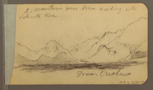 Teckning, Hill and Mountain Ranges; Averso: Väg i skogen, 1889 av Frederic Edwin Church