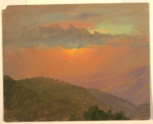 Teckning, Hilltop vid solnedgången, juli 1865 av Frederic Edwin Church