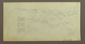 Teckning, Häst, Figur bakifrån, Träd, möjligen 1868 av Frederic Edwin Church