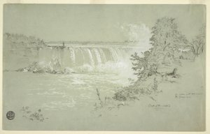 Ritning, Horseshoe Falls och Goat Island från Canadian Bank, 6 oktober 1856 av Frederic Edwin Church