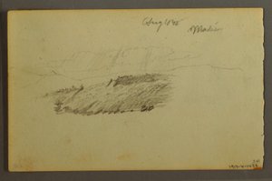 Ritning, Hus, segelbåt, växt, september 1844 av Frederic Edwin Church