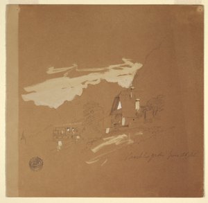 Ritning, Hus i närheten av Berchtesgaden, Bayern, 26 juli 1868 av Frederic Edwin Church