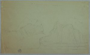 Teckning, Isberg med två toppar, juni eller juli 1859 av Frederic Edwin Church