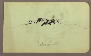 Teckning, Itaccihuatl Peaks; Averso: Bakugn, 1883 av Frederic Edwin Church