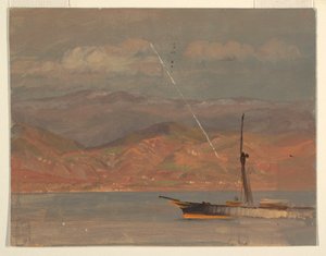 Ritning, italienska kusten, utanför Messinasundet, juli 1868 av Frederic Edwin Church