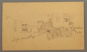 Teckning, Jaffa Street Corner, Palestina [Tel Aviv, Israel], 9 mars 1868 av Frederic Edwin Church