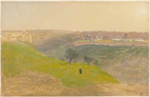 Teckning, Jerusalem från Olivberget, mars 1868 av Frederic Edwin Church