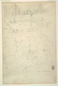 Teckning, Kaaterskill Falls, Catskill Mountains, New York, juli 1844 av Frederic Edwin Church