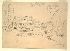 Ritning, Khirbet-en-Nasara, Petra, Jordanien, 26 februari 1868 av Frederic Edwin Church