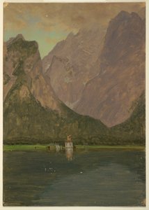 Teckning, Koenigsee, nära Berchtesgaden, Bayern, 1868 av Frederic Edwin Church