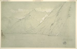 Ritning, Königssee från Falkenstein, juli 1868 av Frederic Edwin Church