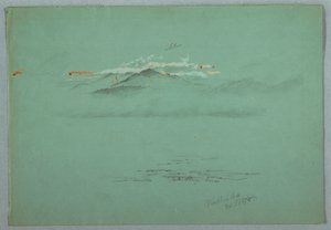 Teckning, Lake Millinoket och Mount Katahdin, 1878 av Frederic Edwin Church