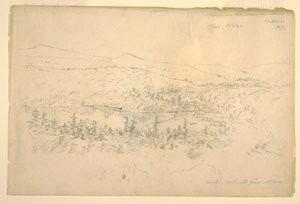 Ritning, Sjöar nära bergshuset, september 1844 av Frederic Edwin Church