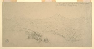 Teckning, Landskapskomposition: Föreslagen av scenerier på vägen mellan Paso, Colombia och Quito, Ecuador, 26 augusti 1853 av Frederic Edwin Church