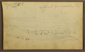 Teckning, Landskap, Guayaquil, Ecuador, 21 maj 1857 av Frederic Edwin Church