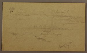 Teckning, Landskap, maj 1865 av Frederic Edwin Church