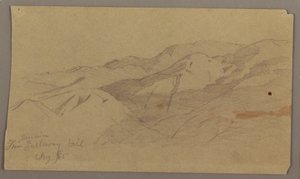 Teckning, Landskapsvy från Farm Galleway Hill, Jamaica, Västindien, augusti 1865 av Frederic Edwin Church