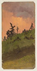 Teckning, Landskap vid skog, juni 1870 av Frederic Edwin Church