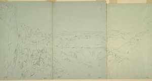 Teckning, Landskap i El Yeman, 1868 av Frederic Edwin Church